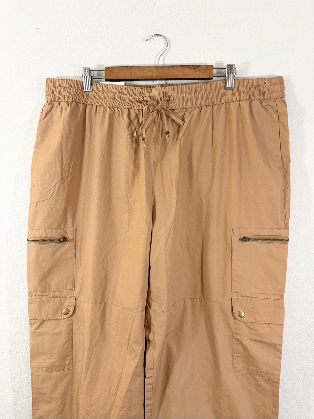 Banana Republic High Rise Poplin Straight Pull On Pants Size XL Tan Brown Cargo - Picture 2 of 14
